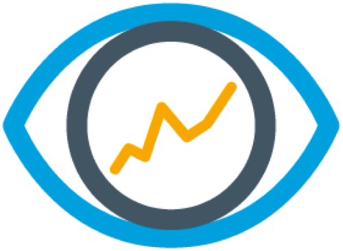 An illustrated outline of an eye with a graph line in the center