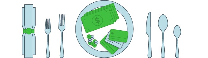 Dinner table setting to illustrate a healthy financial diet