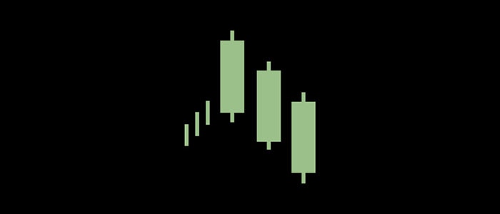 A pattern of three consecutive long-bodied bearish candlesticks that close progressively lower.