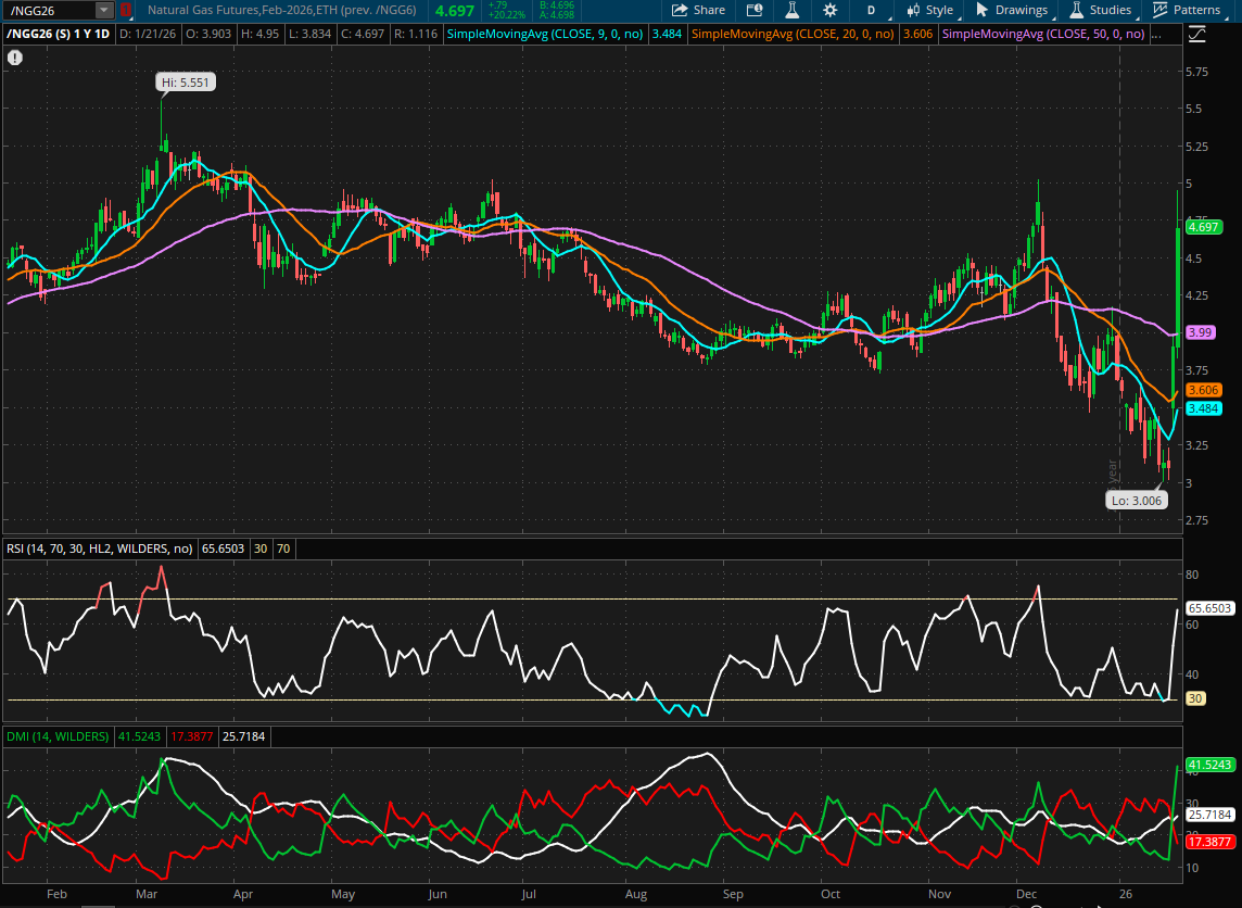 Natural Gas Futures 1 Year Daily Chart